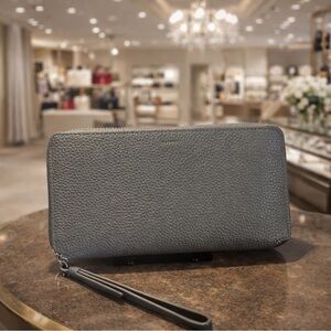 All Saints Gray Leather Wallet
